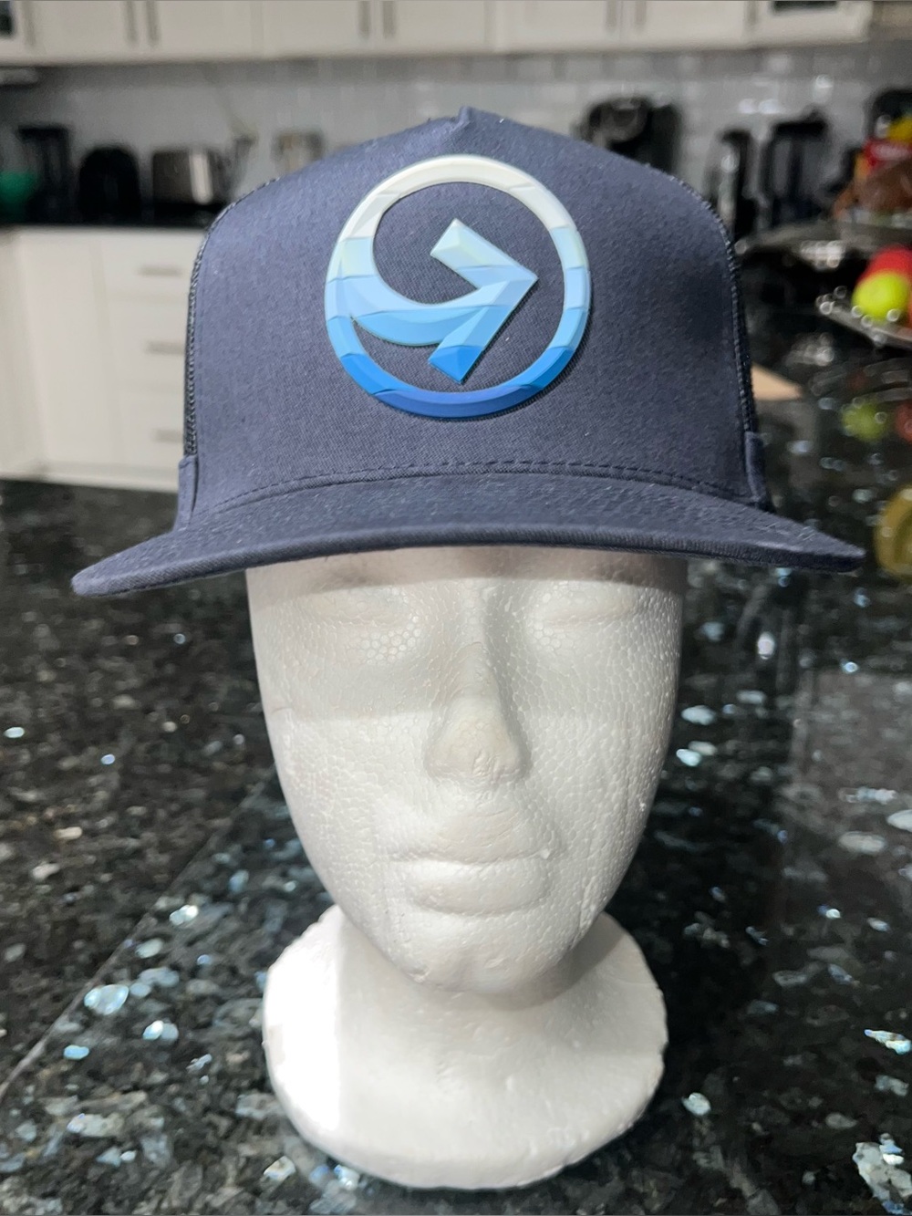 G/Fore Golf Striped Quarter G Cotton Twill Trucker Hat Snapback O/S Ink Blue